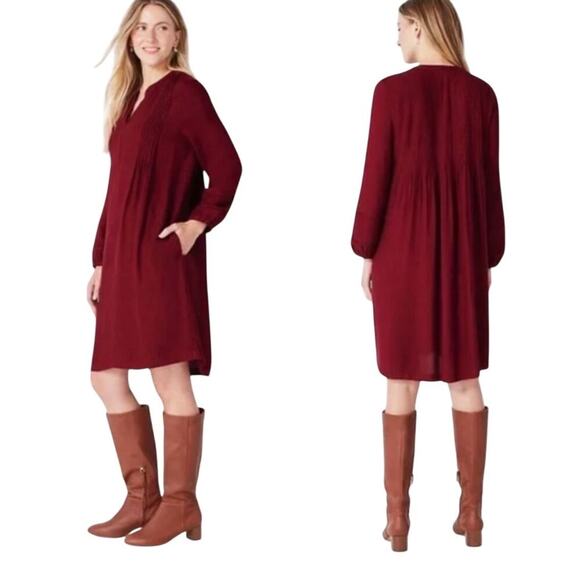 Women’s SP J. Jill Cherry Red Tunic Dress Long Sleeve Petite NWT - Picture 2 of 10